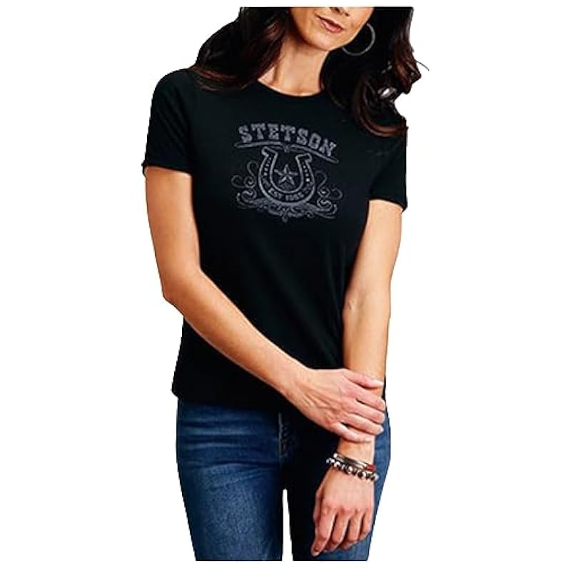Stetson Stetson Women's Horseshoe Short Sleeve Graphic Tee Black Medium US ‎womens Tops, Tees & Blouses
