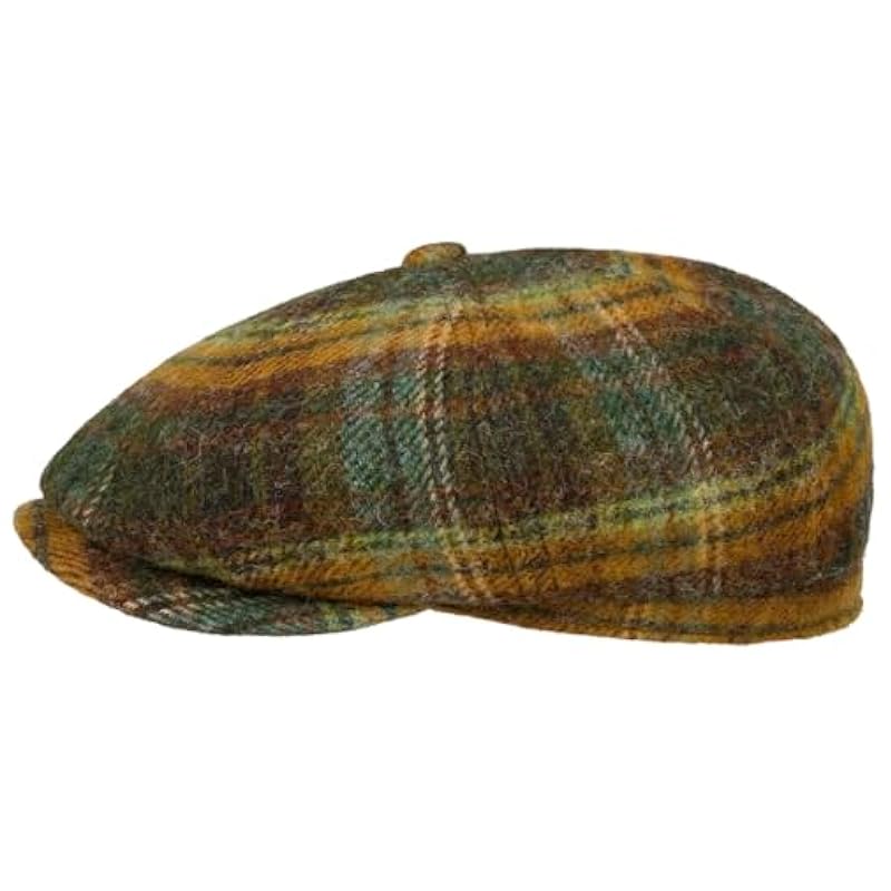 Stetson Hatteras Shetland Plaid Flat Cap Men - Olive Stetson Hats & Caps