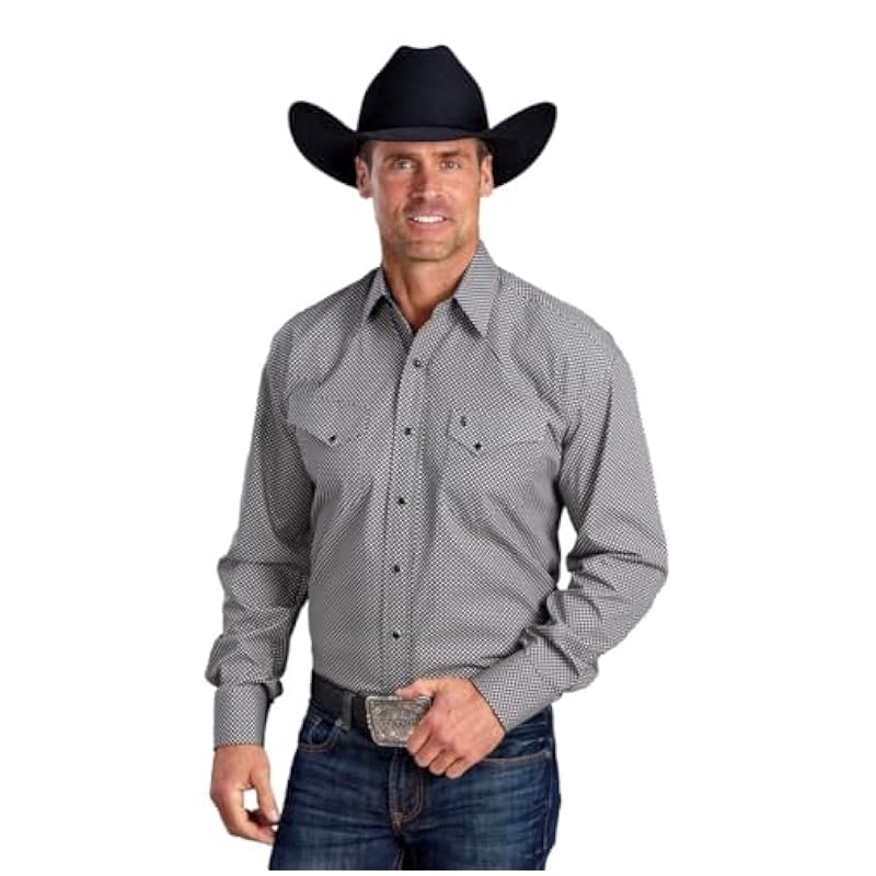 ‎mens Shirts Stetson Stetson All Over Black Print - Mens Shirt