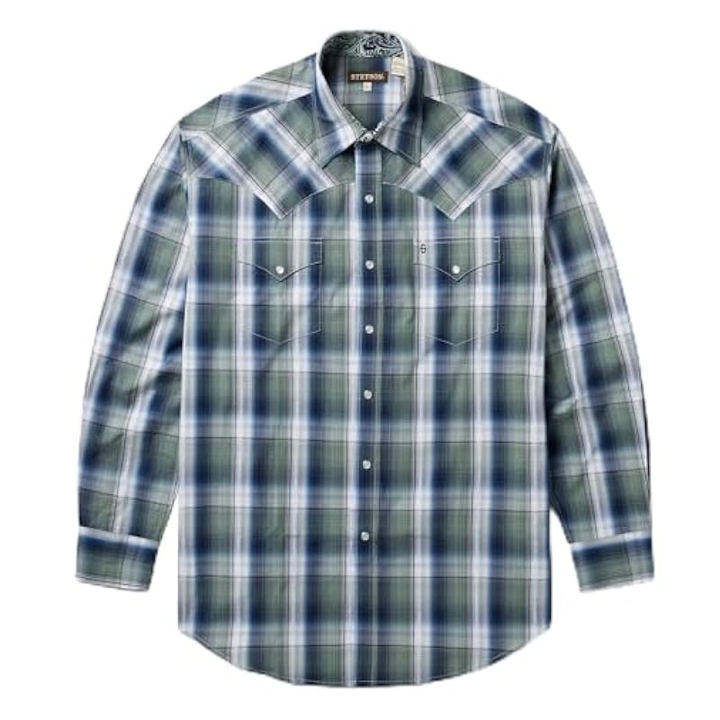 Stetson Mens Green 100% Cotton Lucky Diamond L/S 2 Pkt Shirt S Stetson ‎mens Shirts