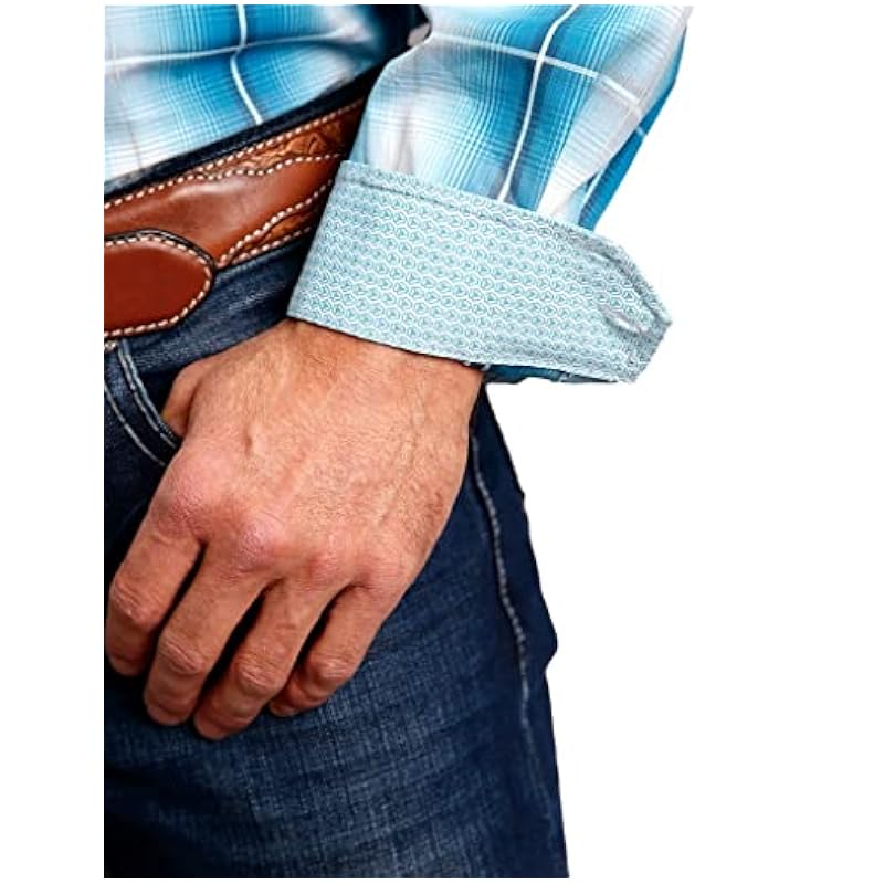 Stetson Stetson Western Shirt Mens L/S Mitered Edge Cuff 11-001-0579-3021 BU Blue Shirts