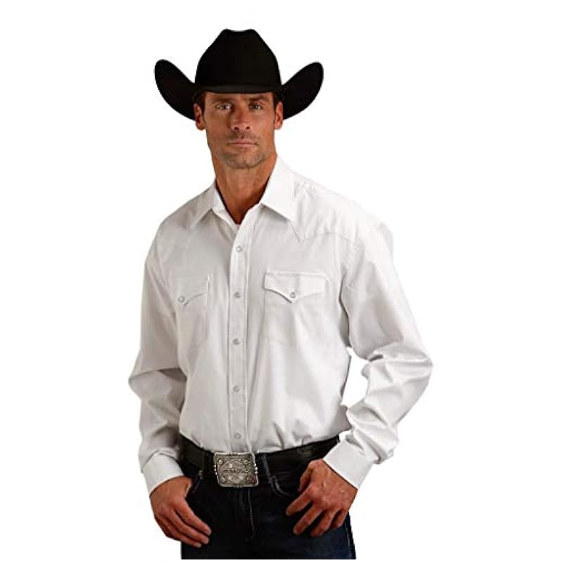 ‎mens Shirts Stetson Stetson Men's Solid Oxford Snap Long Sleeve Western Shirt - 11-001-0465-1027Gr White