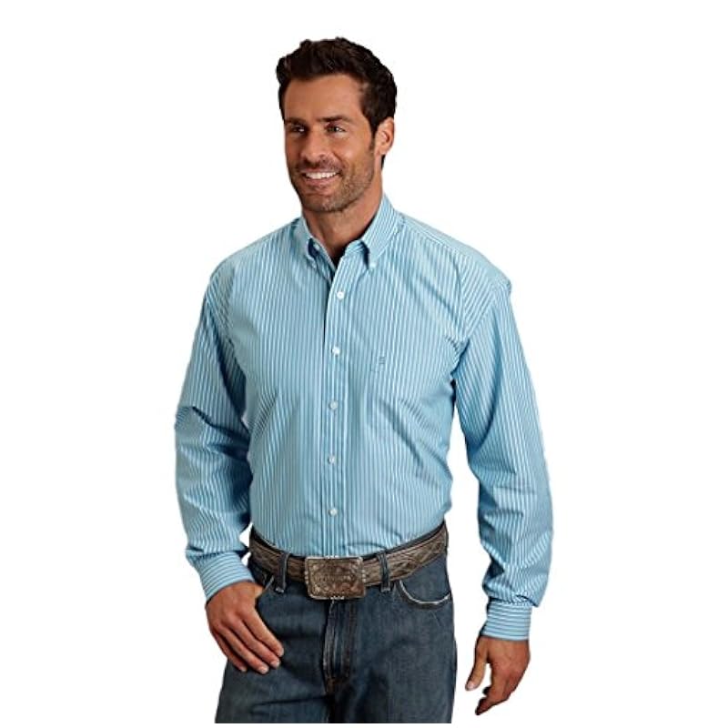 Stetson Men's Open One Pocket Striped Long Sleeve Shirt Blue X-Large Stetson ‎mens Shirts