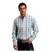 Stetson Western Shirt Mens L/S Plaid Turquoise 11-001-0579-5009 BU Blue Stetson ‎mens Shirts