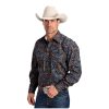 Stetson Vintage Blue Paisley Print - Mens Shirt ‎mens Shirts Stetson