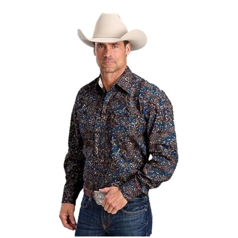 Stetson Vintage Blue Paisley Print - Mens Shirt ‎mens Shirts Stetson