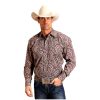 ‎mens Shirts Stetson Stetson Western Shirt Men L/S Paisley Print L Wine 11-001-0425-0173 WI