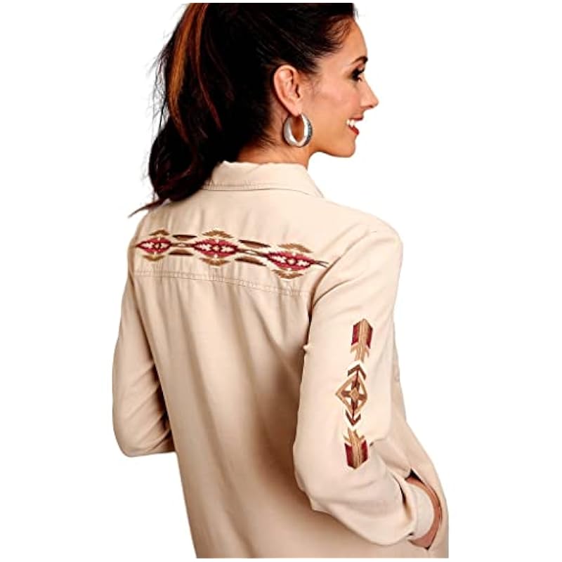 Stetson Brown/Khaki Long Sleeve Safari Style Shirt Dress 11-057-0565-2000 Khaki ‎womens Dresses Stetson
