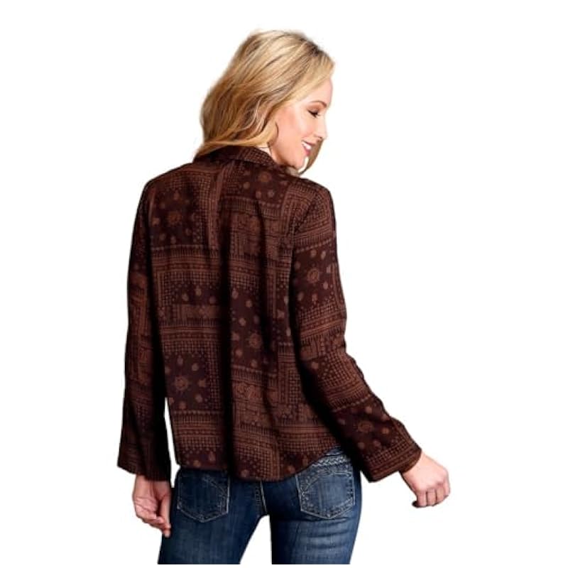 Stetson Western Shirt Womens L/S V-Neck XS Brown 11-050-0590-0124 BR Stetson ‎womens Tops, Tees & Blouses