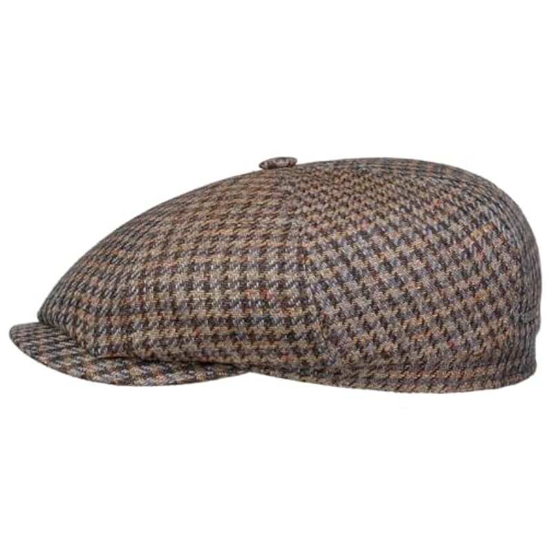 Stetson Hatteras Tweed Houndstooth Flat Cap Men - Made in Germany Brown-blue Stetson ‎mens Hats & Caps