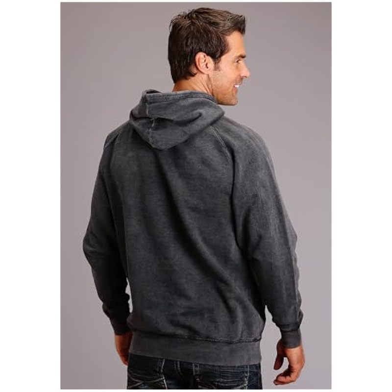 Stetson Fashion Hoodies & Sweatshirts ‎mens Stetson Mens Vintage Black Cotton Blend Eagle and Star Hoodie 2XL