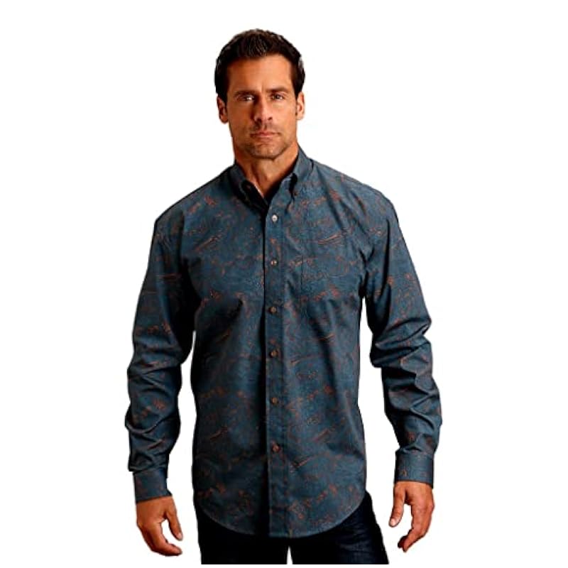 Stetson Shirts ‎mens Stetson Western Shirt Mens L/S Steel L Blue 11-001-0526-1054 BU