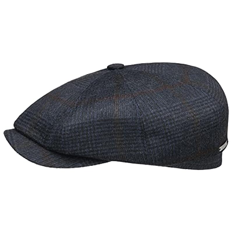 ‎mens Hats & Caps Stetson Stetson Hatteras Cashmere Check Flat Cap Men - Made in Germany Blue
