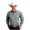 Stetson Shirts Stetson Sierra Paisley Blue Print - Mens Shirt Blue