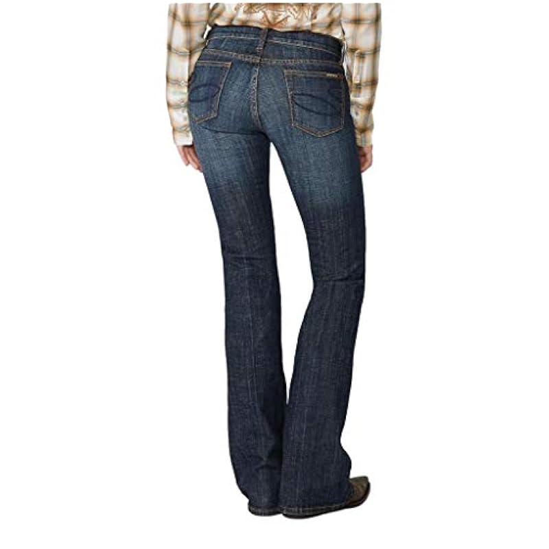 Stetson Apparel Women's Dark Blasted Low Rise 816 Classic Fit Boot Cut Jeans Blue 36L ‎womens Jeans Stetson