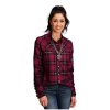 Stetson Western Shirt Women L/S Plaid Snap XS Wine 11-050-0565-6072 WI ‎womens Tops, Tees & Blouses Stetson