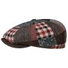Stetson Hats & Caps ‎mens Stetson Hatteras Patchwork Mix Flat Cap Men - Made in The EU Dark Red