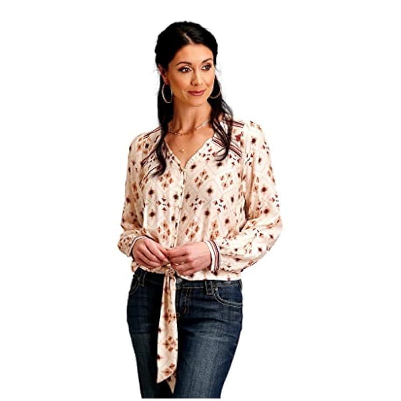 ‎womens Tops, Tees & Blouses Stetson Stetson Western Shirt Womens L/S Gaucho L Cream 11-050-0590-6021 WH