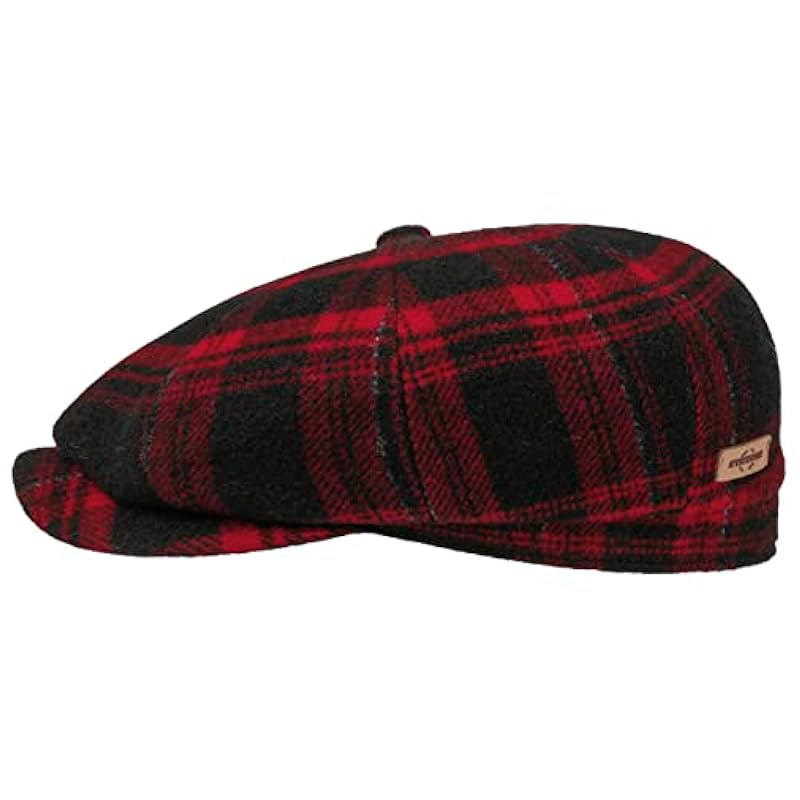 Stetson Stetson Hatteras Shadow Plaid Flat Cap Women/Men - Red ‎womens Hats & Caps