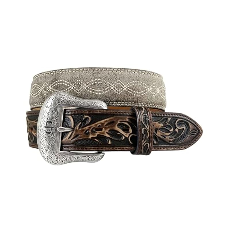 Stetson Belts Stetson Men's Leather Belt w/Double Western Stitch, Vintage/Taupe 34