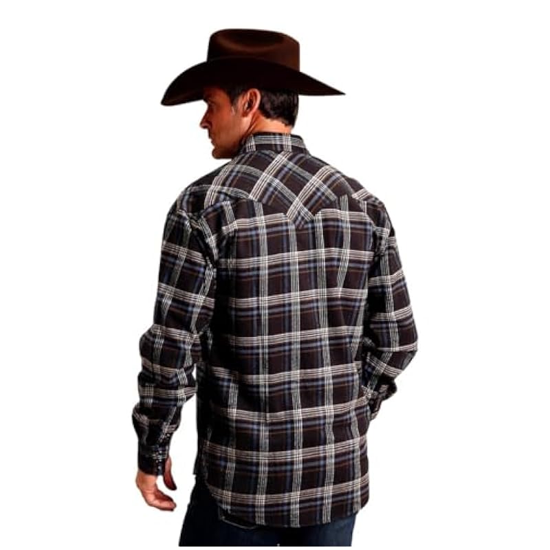 Stetson Stetson Western Shirt Mens L/S Flannel 3XL Brown 11-001-0478-6054 BR ‎mens Shirts