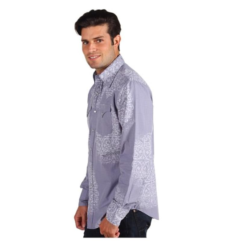Stetson Medallion Overprint On Check W GMT Menrsquos Collection- Original Rugged (XL) 11-001-0020-0769BU Blue Stetson ‎mens Shirts