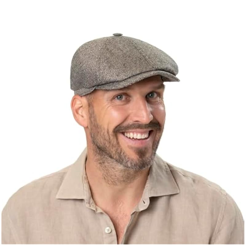 Stetson Hats & Caps ‎mens Stetson Milner Silk Flat Cap Women/Men - Made in The EU Beige-black