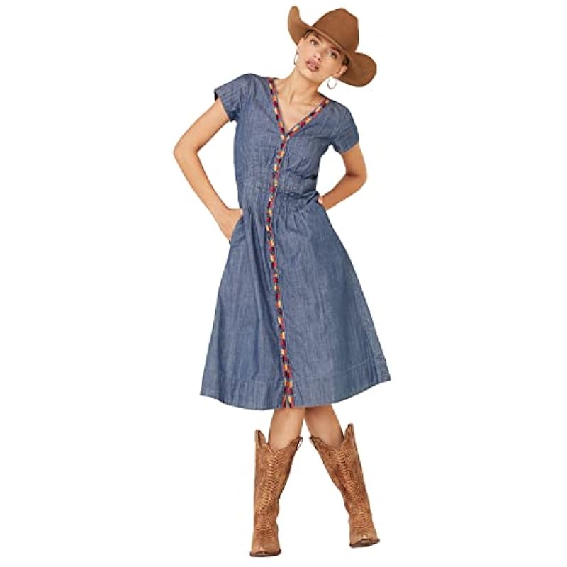 Stetson Dresses ‎womens Stetson Women's Embroidered Denim Dress Blue X-Small