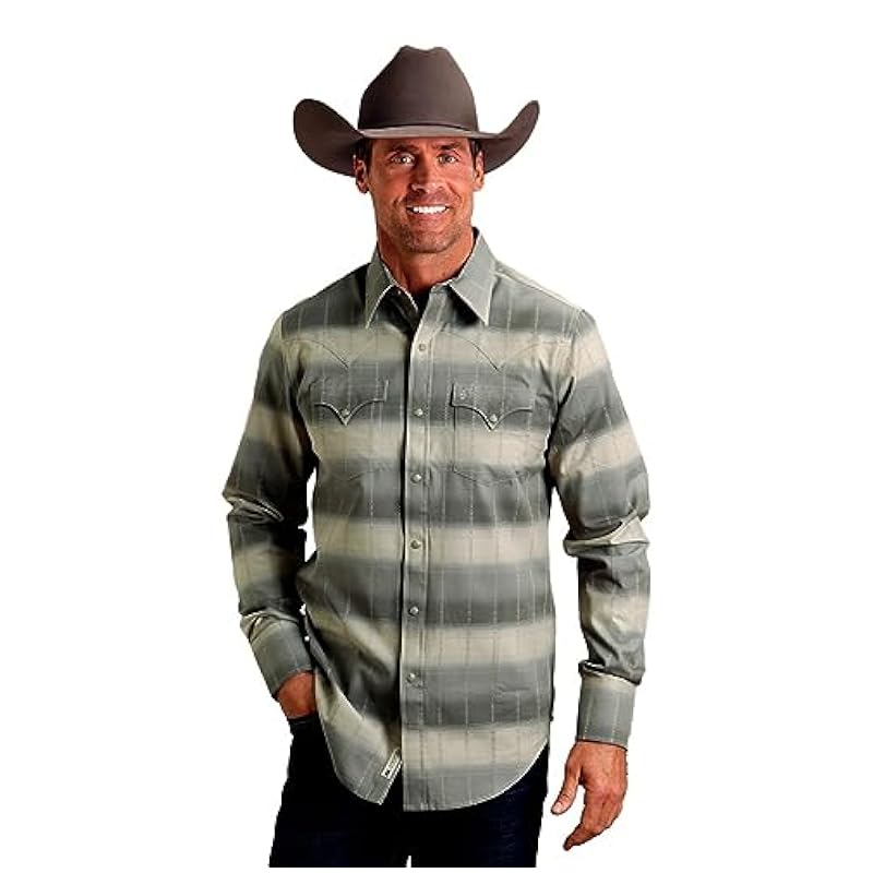 ‎male Shirts Stetson Stetson Western Shirt Men L/S Horizontal 3XL Brown 11-001-0476-6031 BR