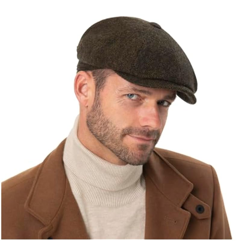 ‎mens Hats & Caps Stetson Stetson Hatteras Wool Melange Flat Cap Men - Made in Germany Olive