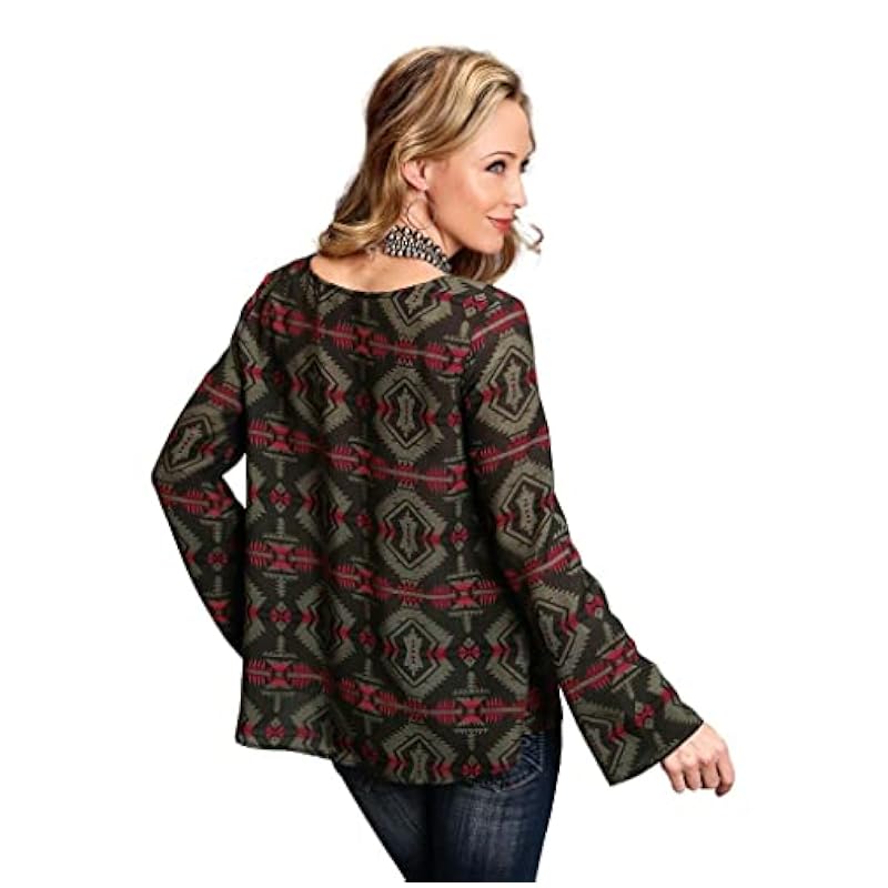 Stetson Western Shirt Womens L/S Peasant XL Brown 11-050-0590-6071 BR Stetson ‎womens Tops, Tees & Blouses