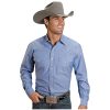 Stetson Men's Solid Oxford Snap Long Sleeve Western Shirt Blue Small Stetson ‎mens Shirts
