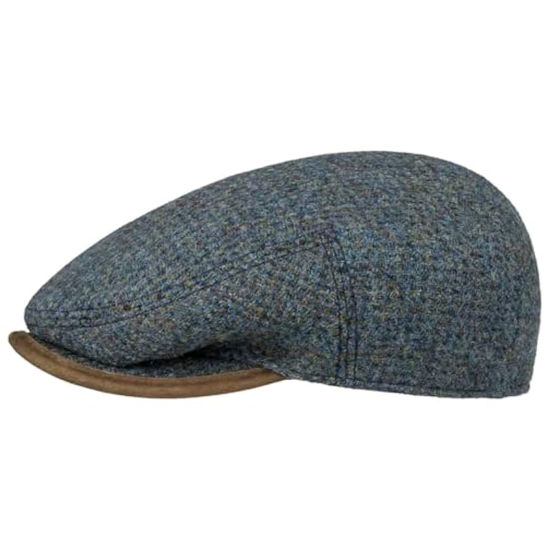 Stetson Kent Virgin Wool Harris Tweed Flat Cap Men - Made in Germany Blue Stetson ‎mens Hats & Caps