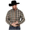 Stetson Stetson Men's Dobby Plaid Print Long Sleeve Button-Down Western Shirt Grey Medium ‎mens Shirts