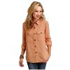 Stetson Women's Lyocell Button-Front Shirt Jacket Orange X-Large ‎womens Tops, Tees & Blouses Stetson