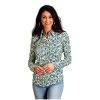‎womens Tops, Tees & Blouses Stetson Stetson Western Shirt Womens L/S Floral XS Jade 11-050-0590-0516 GR