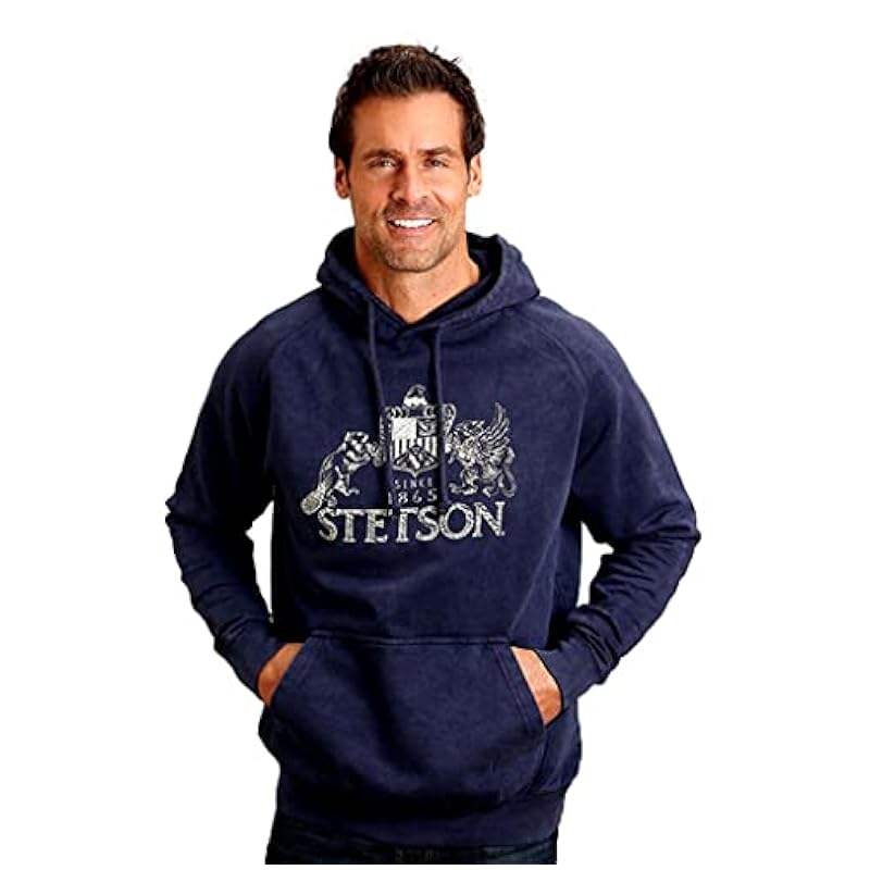 ‎mens Active Stetson Stetson Western Sweatshirt Mens Vintage L Navy 11-097-0562-0913 BU