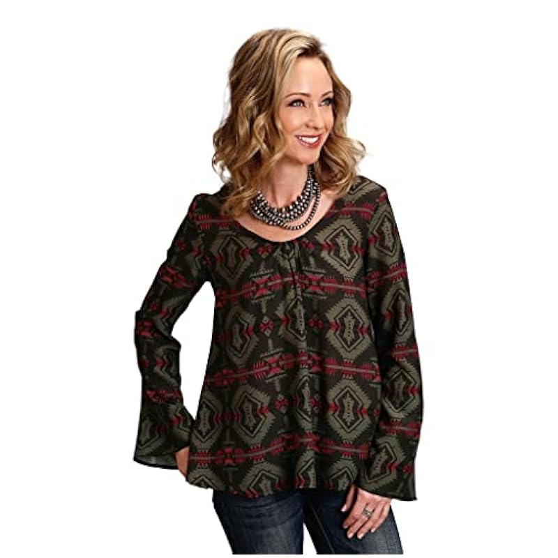 Stetson Western Shirt Womens L/S Peasant XL Brown 11-050-0590-6071 BR Stetson ‎womens Tops, Tees & Blouses