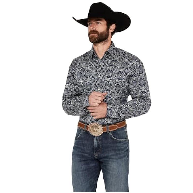 Stetson Western Shirt Mens L/S Bandana L Blue 11-001-0425-4011 BU ‎mens Shirts Stetson