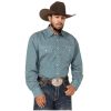 Stetson Shirts ‎mens Stetson Men's Geo Print Long Sleeve Pearl Snap Western Shirt Teal Large