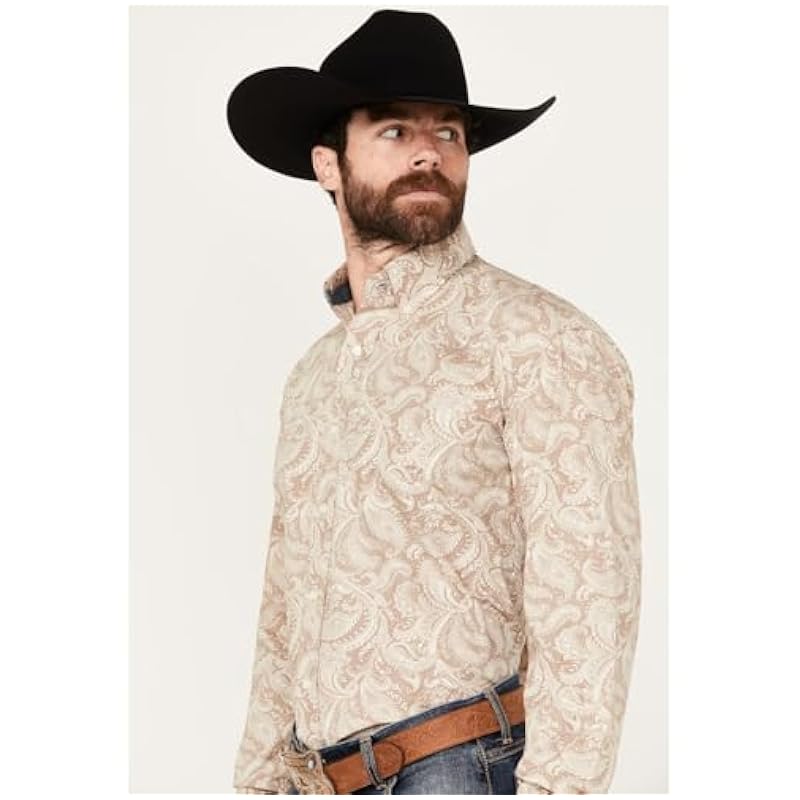 Stetson Shirts ‎mens Stetson Western Shirt Mens L/S Paisley Brown 11-001-0526-0375 BR Lt Brown
