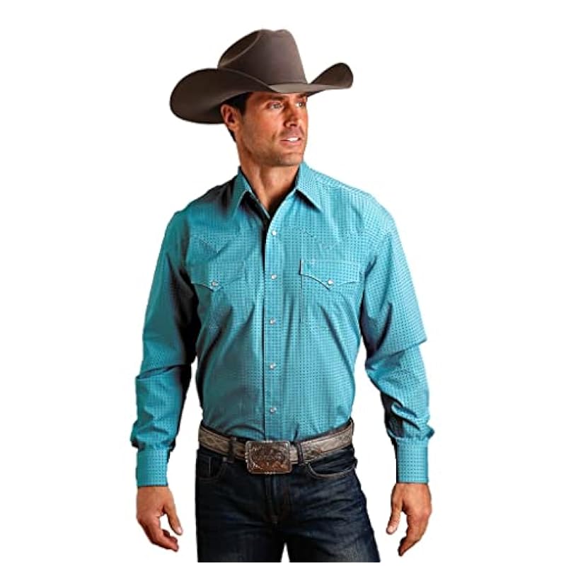 Stetson Western Shirt Mens L/S Geometric L Green 11-001-0425-0374 GR Stetson ‎mens Shirts