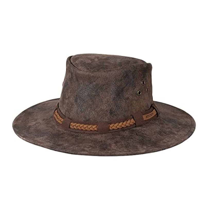 Stetson Men's Canberra Distressed Suede Aussie Safari Hat Brown ‎unisex-ad Hats & Caps Stetson