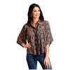 Stetson Stetson Western Shirt Womens S/S Paisley XL Brown 11-051-0590-6030 BR ‎womens Tops, Tees & Blouses