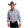 Stetson Shirts ‎mens Stetson Western Shirt Mens L/S Plaid M Blue 11-001-0478-4001 BU