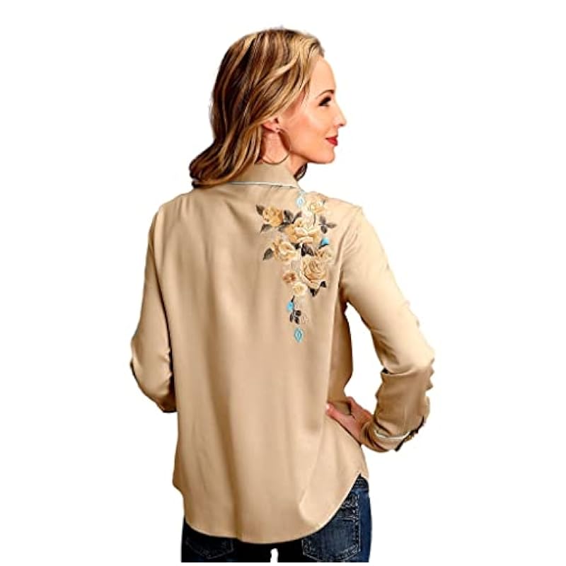 ‎womens Tops, Tees & Blouses Stetson Stetson Tooled Golden Tan Floralturq Underlay Ladies Fashion Boot Brown