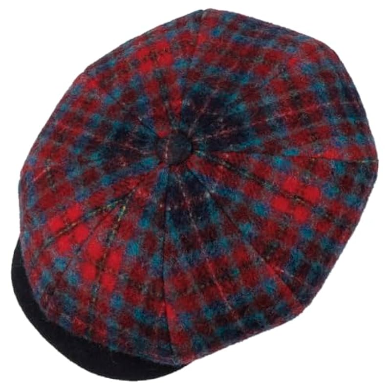 Stetson Hatteras Karlsen Wool Check Flat Cap Men - Made in The EU Blue-red Stetson ‎mens Hats & Caps