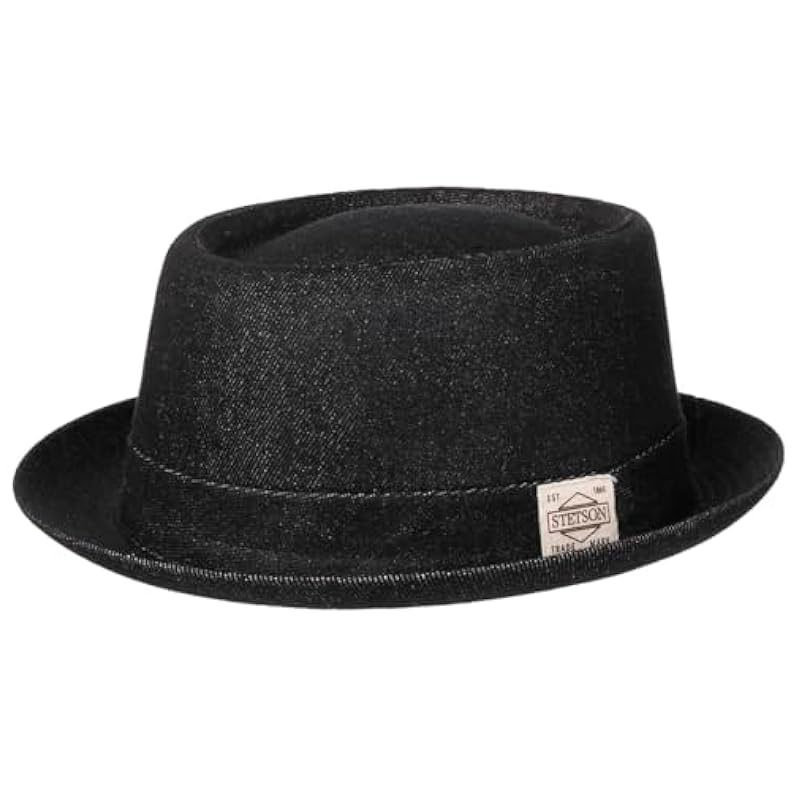 ‎mens Hats & Caps Stetson Stetson Classic Pork Pie Denim Hat Women/Men - Made in Italy Black