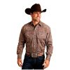 Stetson Shirts ‎mens Stetson Western Shirt Mens L/S Paisley M Brown 11-001-0425-1055 BR