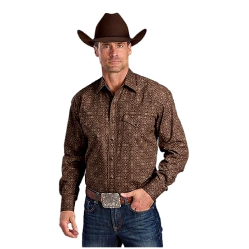 Stetson Vintage Brown Print - Mens Shirt ‎mens Shirts Stetson